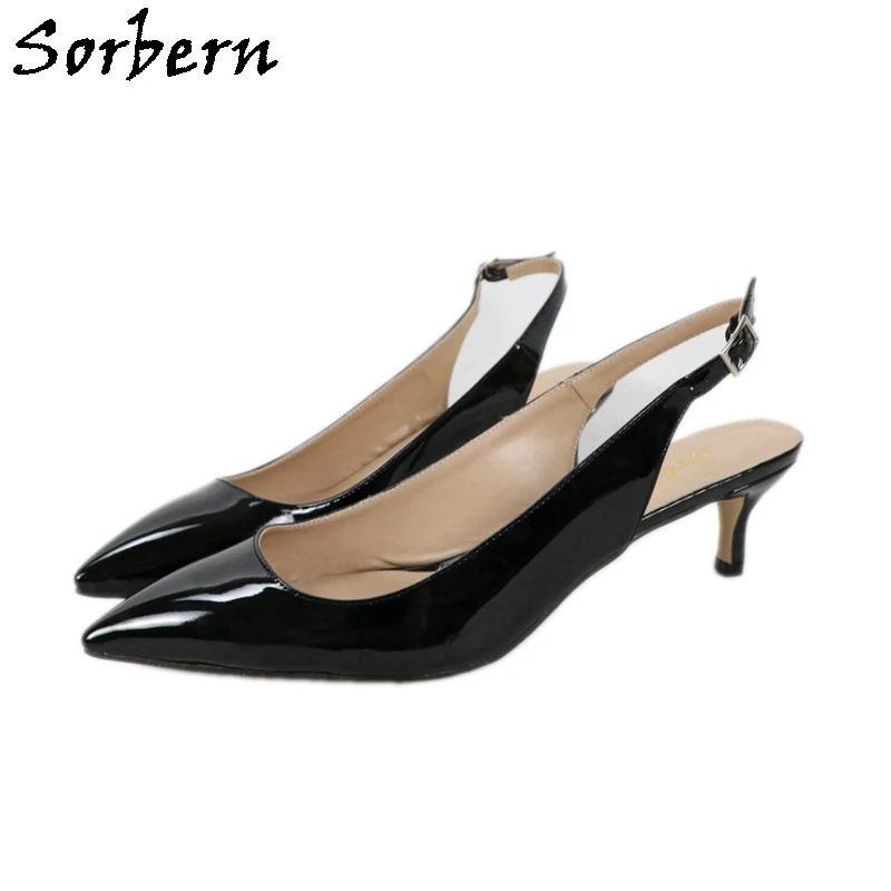 

Sorbern Comfortable Sling Back Pump Women Heels Kitten Heel Pointy Toe Shoe Ladies Fashion Heels 2020 Women 3Inch Heels Custom