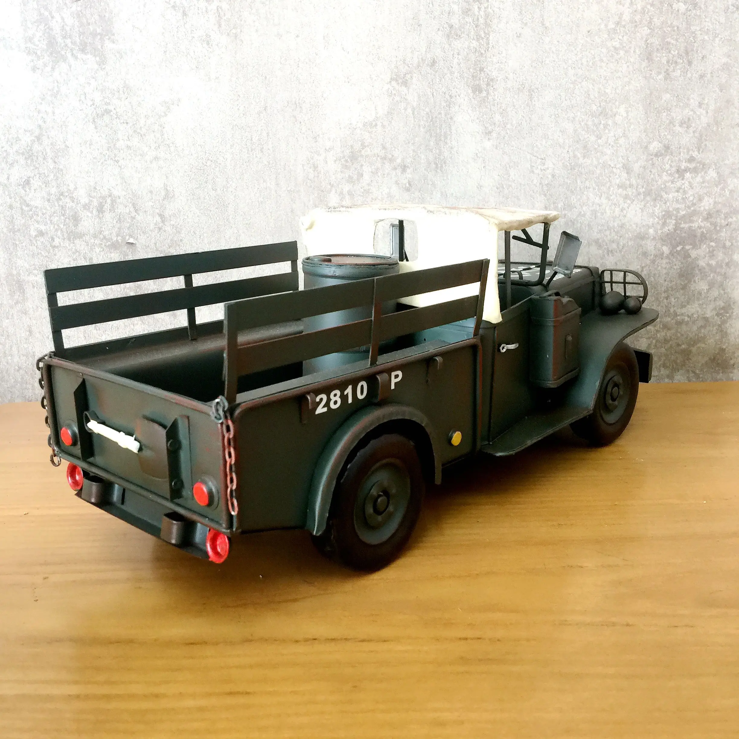 Military Truck Model Vintage Ironwork Model Tin Retro Crafts Handmade Collection Handicraft Decorations Modelcar Gifts