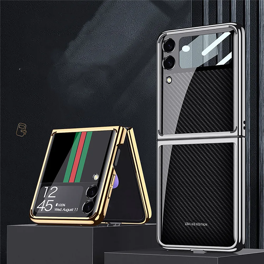 Ultra Slim Flip3 Folding Tempered Glass Phone Case Protective Cover For Samsung Galaxy Z Flip3 Case Back Shell