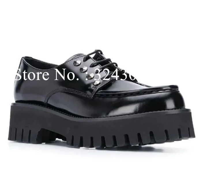 

Lady New Black Rivets Platform Shoes Fashion Woman Mid-heel Casual Shoes Sexy Female Office Comfortable Pumps Shoes Dropship