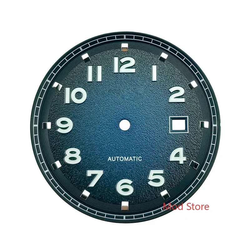 12H 35.6mm Brown/Blue White Printing AUTAVIA Style Watch Dial Wristwatch Plate Fit Miyota8215 DG2813 Mov\'t Super Green Luminous