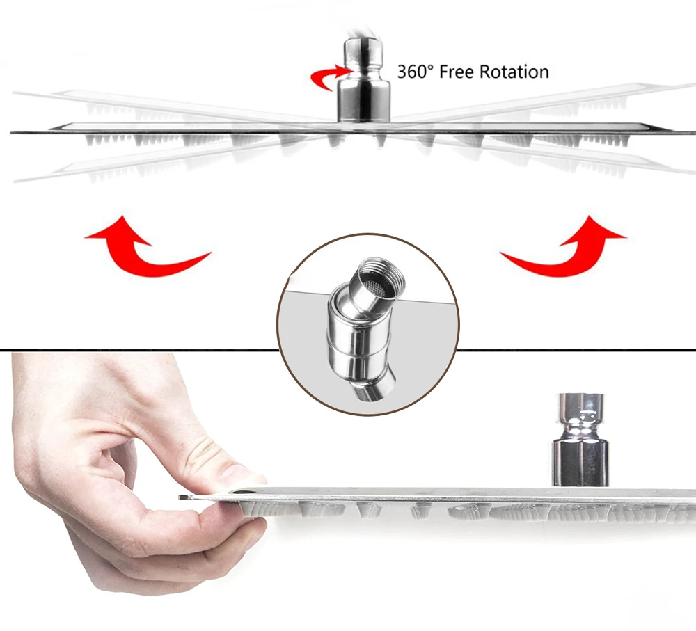 Chrome Rainfall Shower Faucet Set Bathroom Stainless Steel Wall Mounted Concealed 16 Inch Shower System Hot Cold Water Mixer Tap