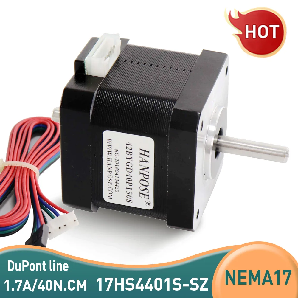 Nema17 Stepper motor 17HS4401S -SZ two-axis 42 stepper motor 1M DuPont line  double output shaft 1.5A 40N.CM CNC 3D printer