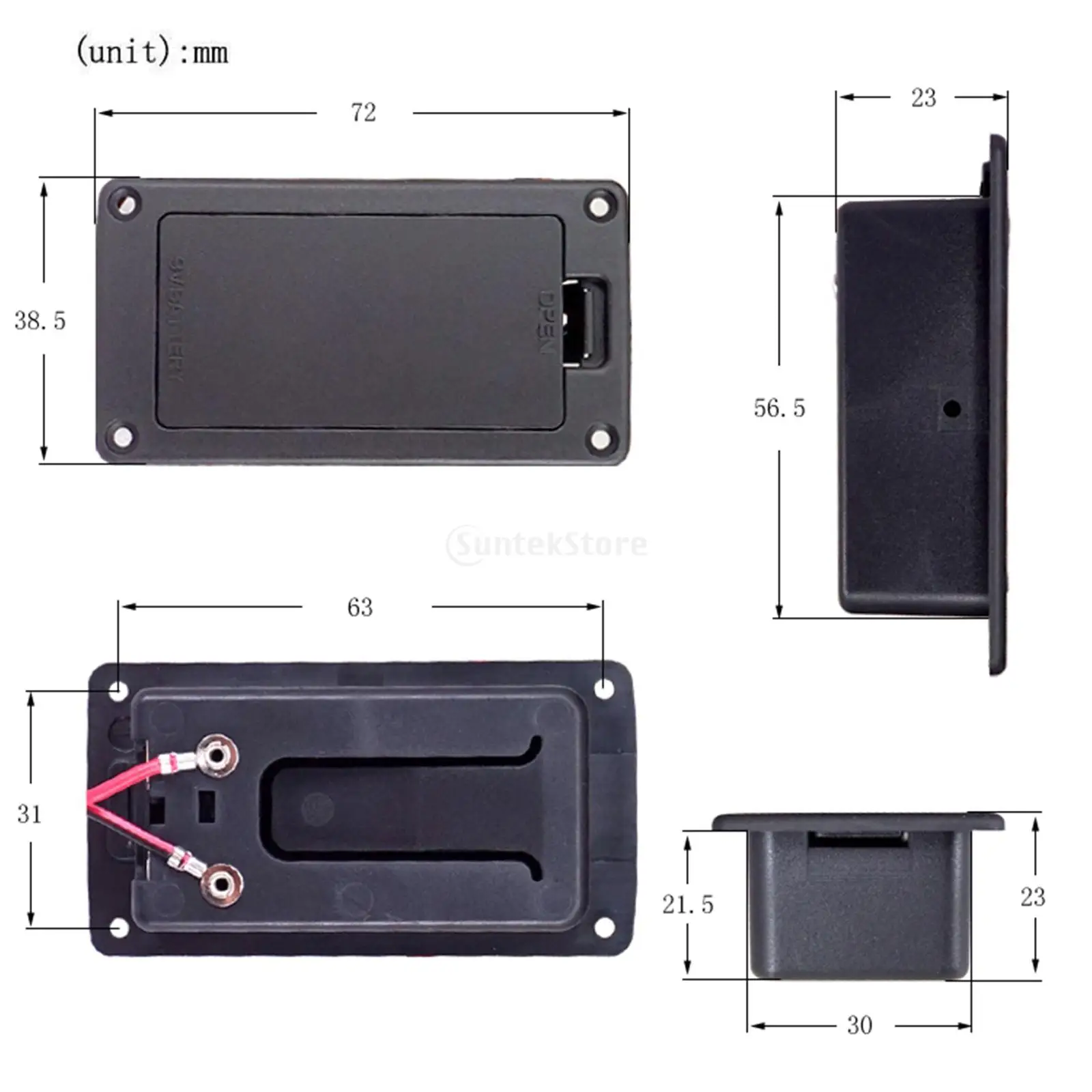 Flat Mount 9V Battery Case Box Holder Black for Electric Guitar Bass Storage Cover Battery Pack Battery Holder Case battery