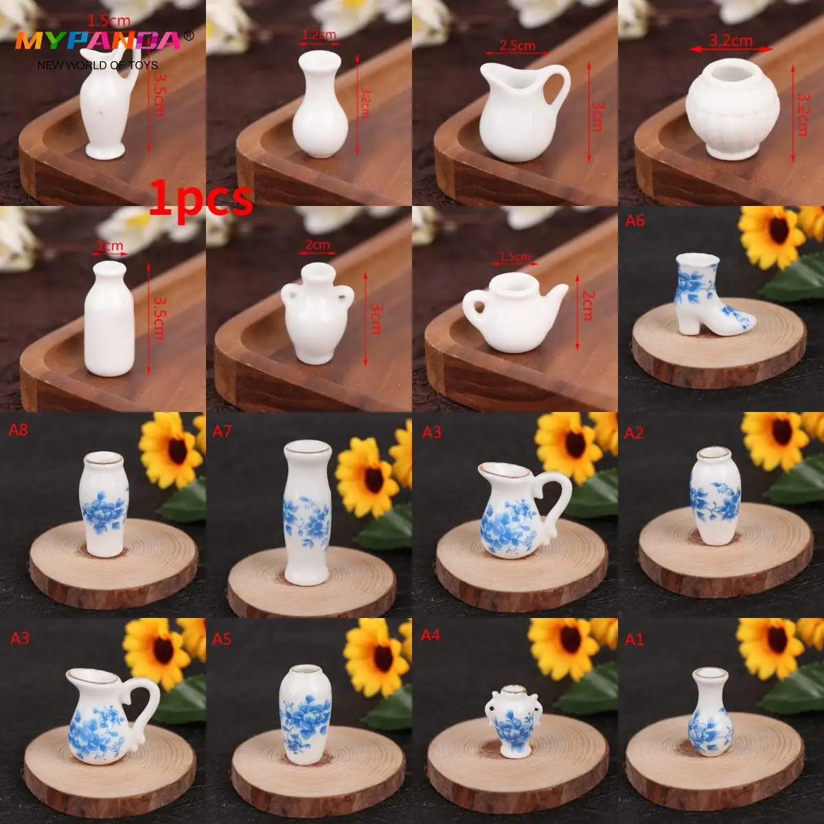 1 PCS Dollhouse Mini Ceramic Porcelain Vase Accessories Doll House Miniatures 1:12 Accessories Decorative Miniature