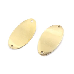 20pcs Raw Brass Oval Charms Bracelet Connectors With 2 holes For Handmade Jewelry Accessories Findings Making
