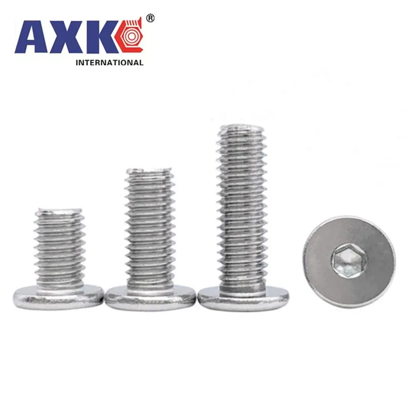 10/50pcs CM M2 M2.5 M3 M4 M5 M6 304 stainless steel Hex Hexagon Socket Ultra Thin Super Low Flat Wafer Head Allen Cap Screw Bolt