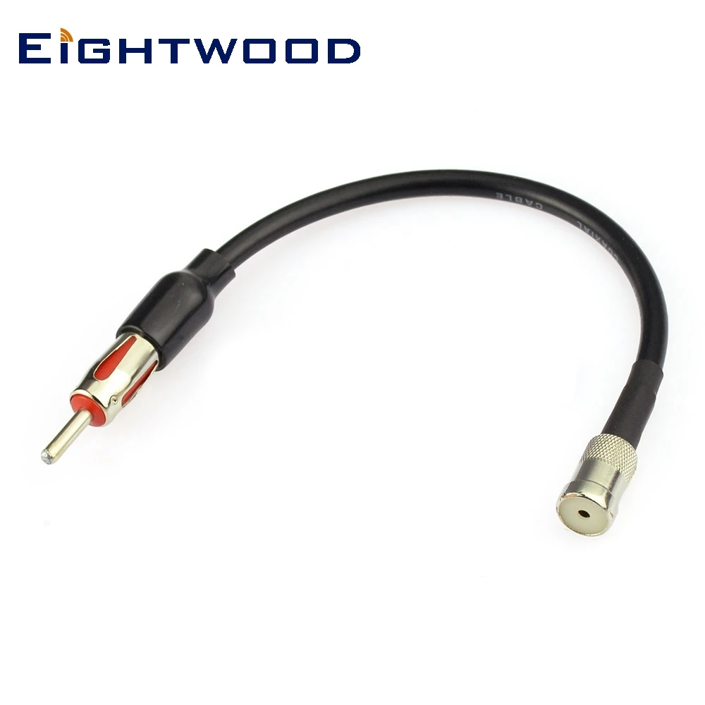 Eightwood Car Radio/Stereo ISO to DIN Aerial Antenna Extension Adapter ISO Jack Female to DIN Plug Male Pigtail RG58 Cable 20cm