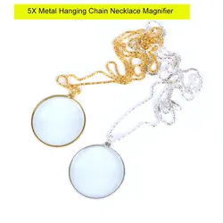 5X Necklace Magnifier Strap Metal Hanging Chain Magnifying Glass HD Glass Lens Gift Loupe