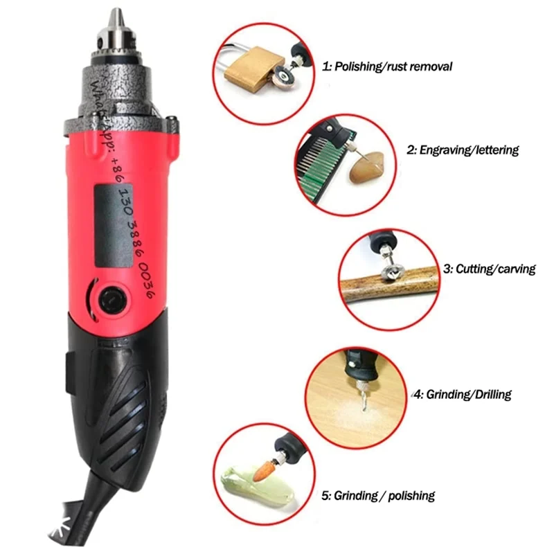 6mm Grinding Machine Multi-function Engraving Jade Polishing Root Carving Wood Carving Tool Electric Grinder Rotary Mini Drill