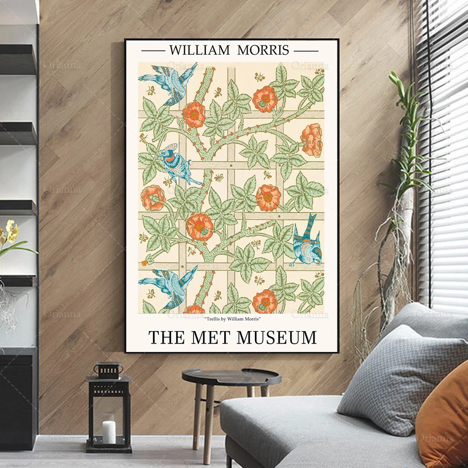 William Morris print, William Morris wall art, Floral Print, Trellis, Moriss Art, Exhibition Poster - Wall Art Poster Print -