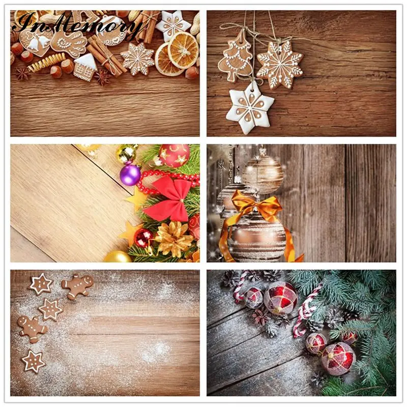 InMemory 90x60cm Christmas wood Backdrops for Photo Small Size Christmas Gift Photography Background Holiday Photophone