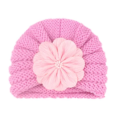 2020 Baby Accessories Clothing Infant Baby Girl Boy Winter Beanie Flower hat Warm Cap Crochet Knitted pearl Hat Turban