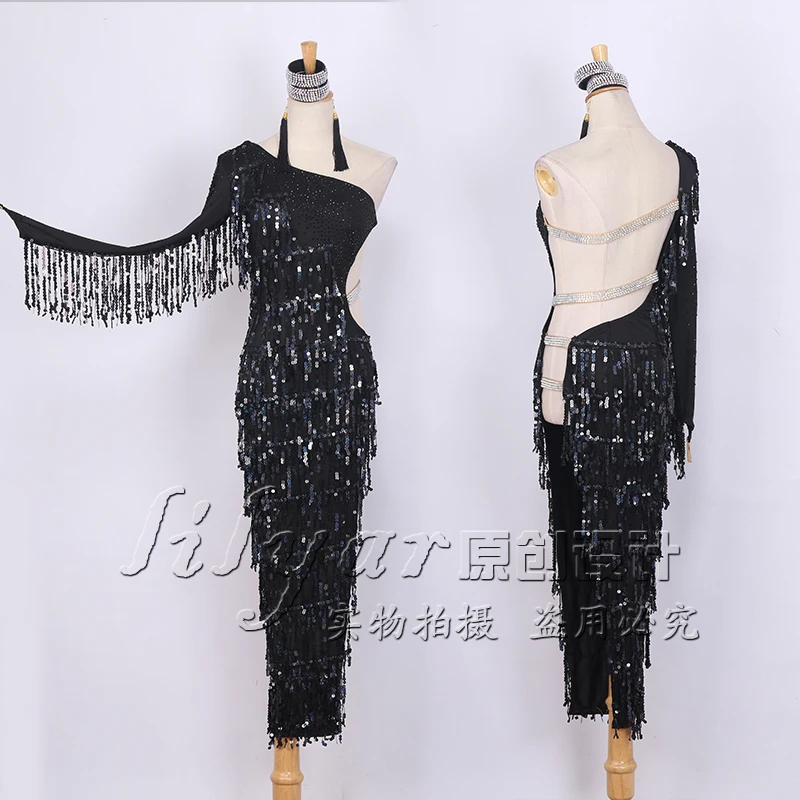 

Latin Dance Competition Dress Costumes Performing Dress Practice Skirt Customize Adult Kids Lady