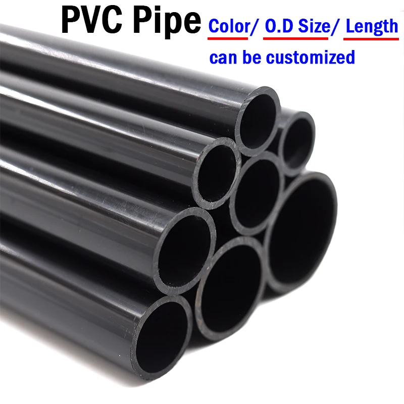 2pcs 50CM Long OD 20~50mm Black PVC Pipe Greenhouses Hydroponic Planting Frame Tube WATER PIPE Home Shoe rack DIY Pipe Fittings