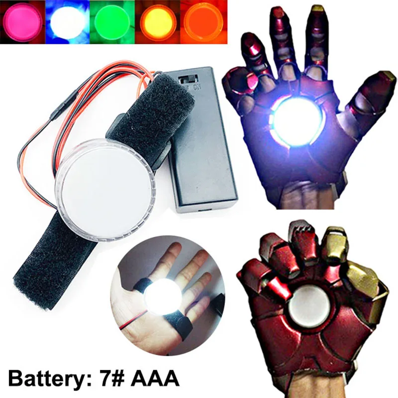 Luz LED controlada DIY, accesorios para Tony Stark, lámpara Led de mano, guante, luces de Palma, accesorios de Cosplay, luz modelo AAA