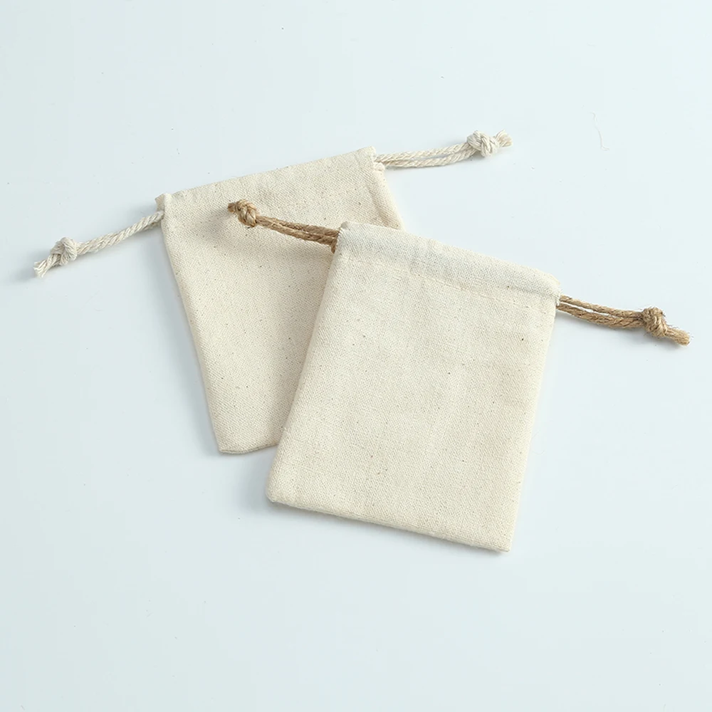10 Stück Baumwoll-Musselin-Schmuck-Geschenkbeutel, Sackleinen-Verpackungsbeutel, Organizer, Hochzeit, Weihnachten, Party, Süßigkeiten, Geschenk, Mariage, Jutesack – Detail 5