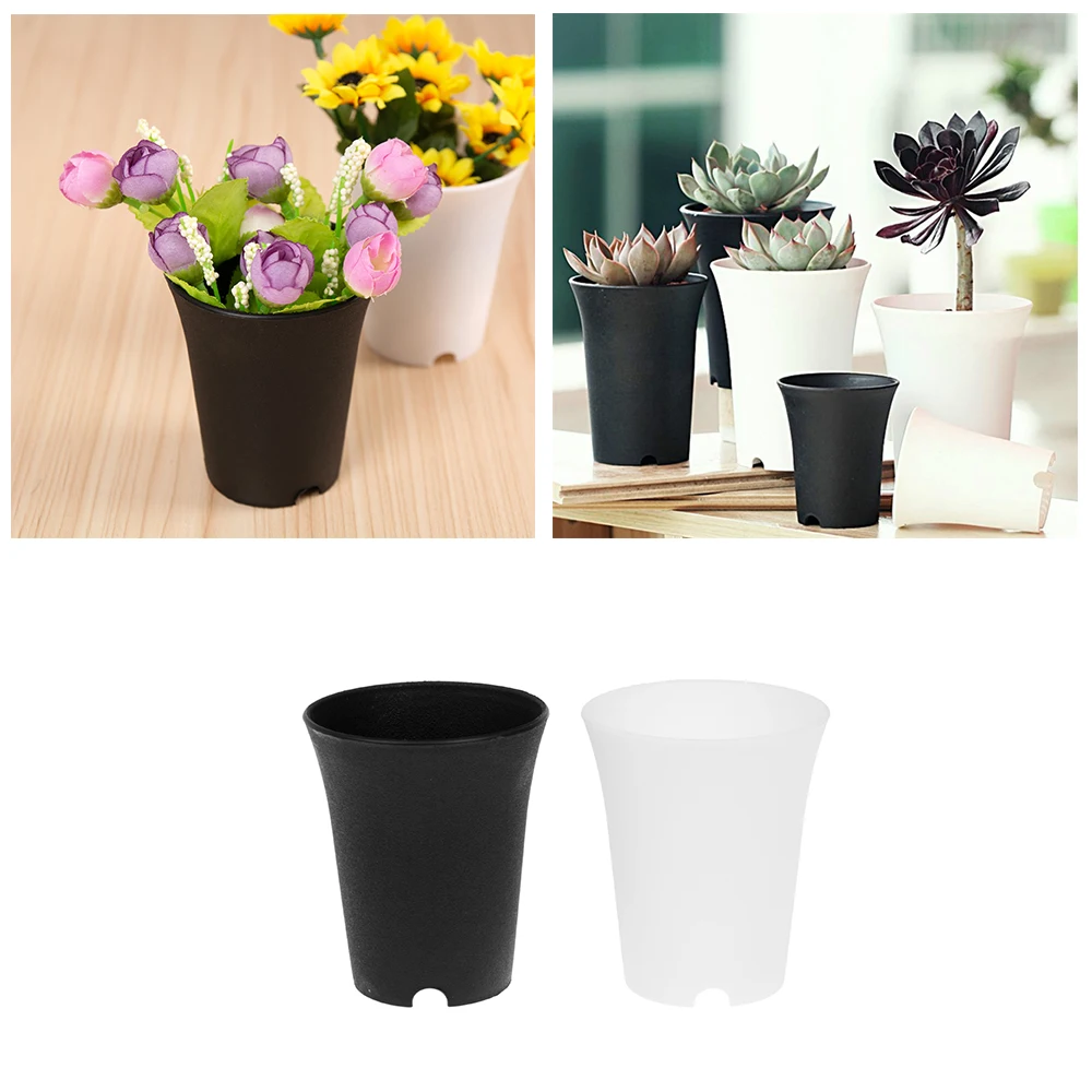 1/10Pcs Simple Plastic Flower Pot White Black Round Succulents For Home Office Garden Decoration Washable And Reusable 2023