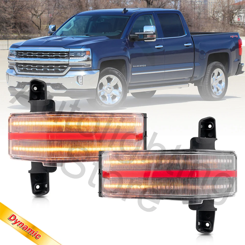 

For Chevy Silverado GMC Sierra 1500 2500HD 3500HD 2X Led Dynamic Amber Blinding Tow Mirror Turn Signal Lights Side Mirror Lamp