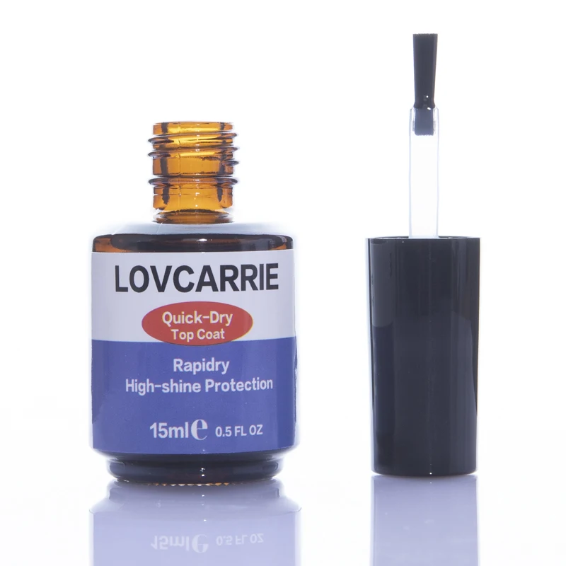 LOVCARRIE แห้งเร็ว Top Coat 15ML Rapidry High GLOSS Shine FINISH สำหรับเล็บ Lacquer เล็บเล็บ Art เคลือบเงาออกแบบ