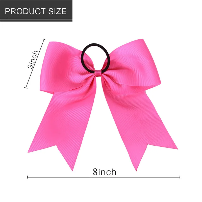 10Pcs/Lot 8'' Large Pink Cheer Bows Elastic Hair Rubber Band Girls Ponytail Hair Tie Breast Cancer Awareness Ribbon Bow Headwear