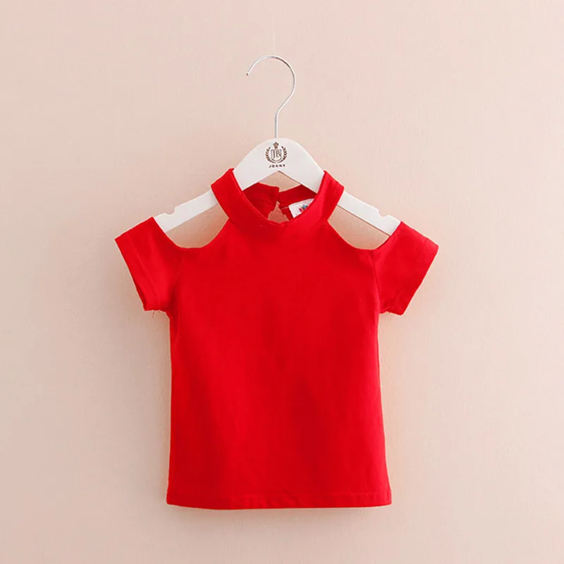 2024 Summer 2 3 4 5 6 7 8 10 Years Children\'s Clothing Beach Red White Cotton Short Sleeve Tops Baby Kids Girl Strapless T-Shirt