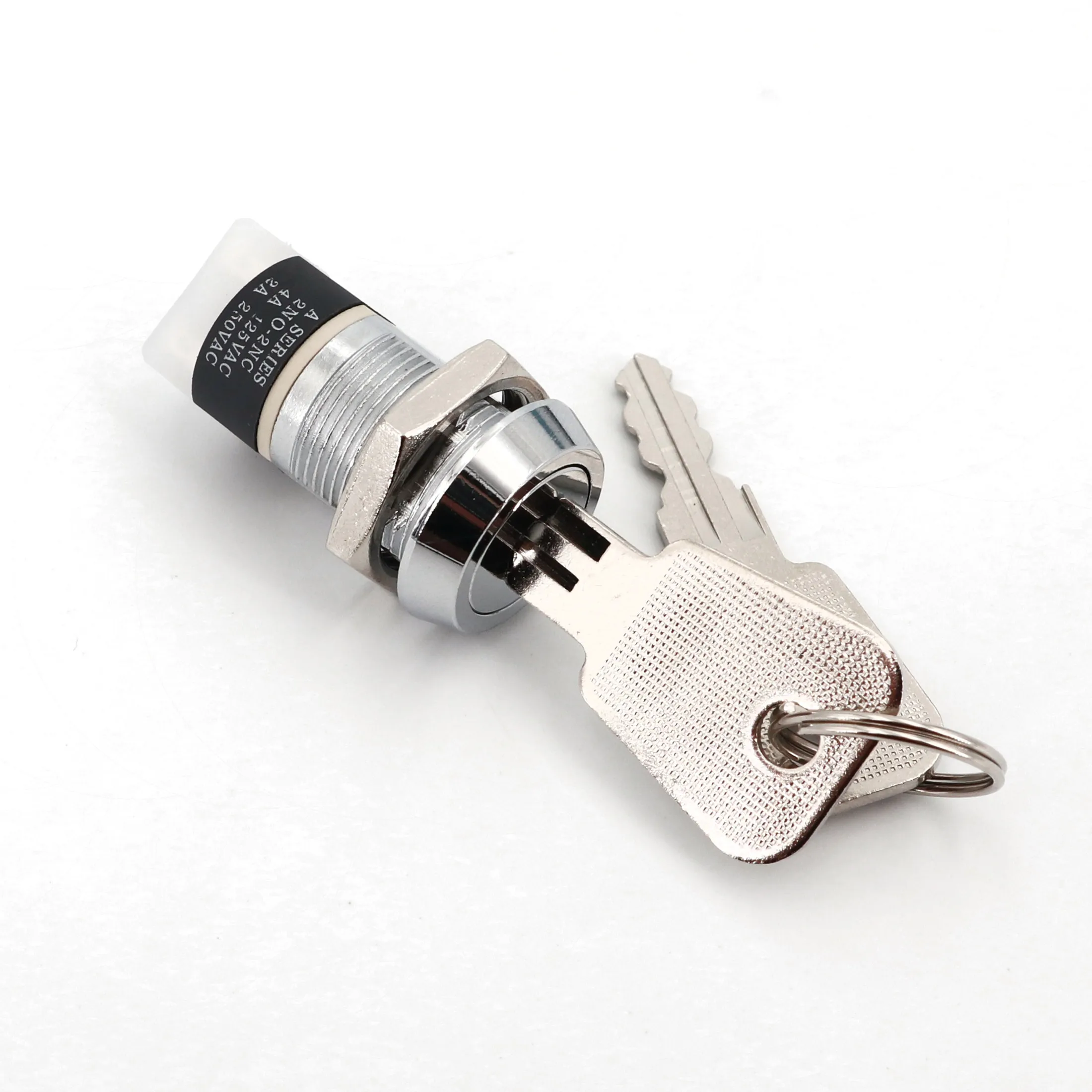 Metal 19mm 4Pin ON-OFF 2 Position DPST A Series Electronic Lock Key Switch 4A 125VAC 2A 250VAC