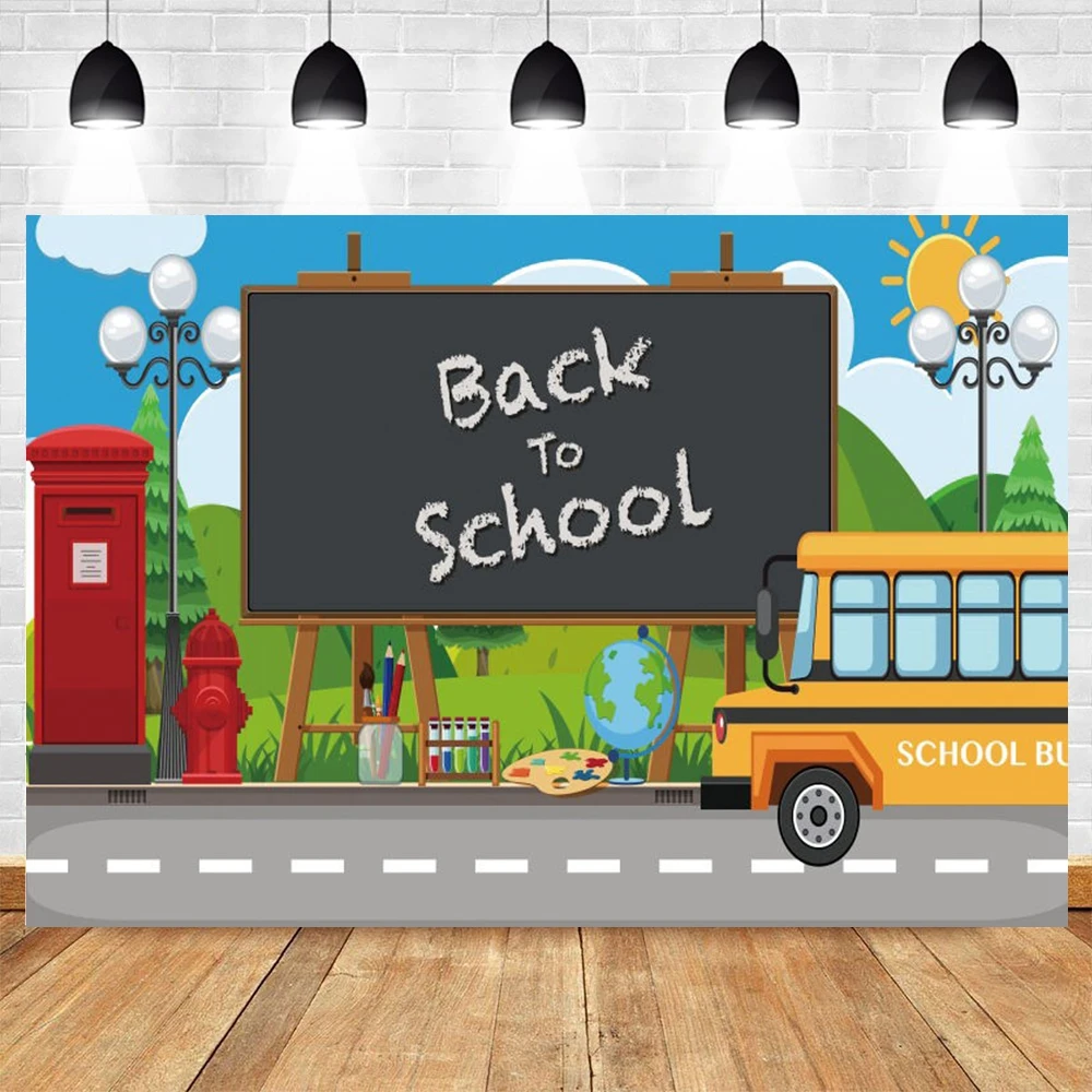 

Yeele Bus Letterbox Campus Background Children Back to School Backdrop Photography Photo Studio Student Class Party Photophone