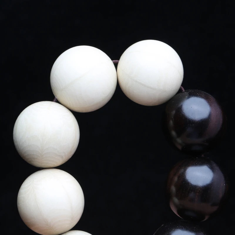 Black and White Wooden Bracelet Ebony White Wood Philosophy Male 20mm Bracelet Symbolize Divination Yin Yang Wooden Bead Gift