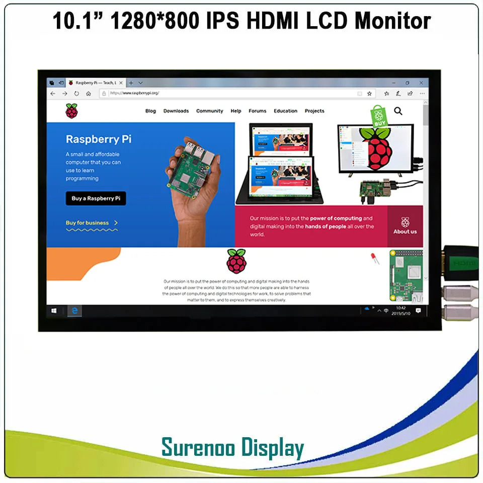 Écran tactile capacitif LCD pour Raspberry Pi, 10.1x1280, 800 pouces, Module d'affichage Compatible HDMI, IPS, USB