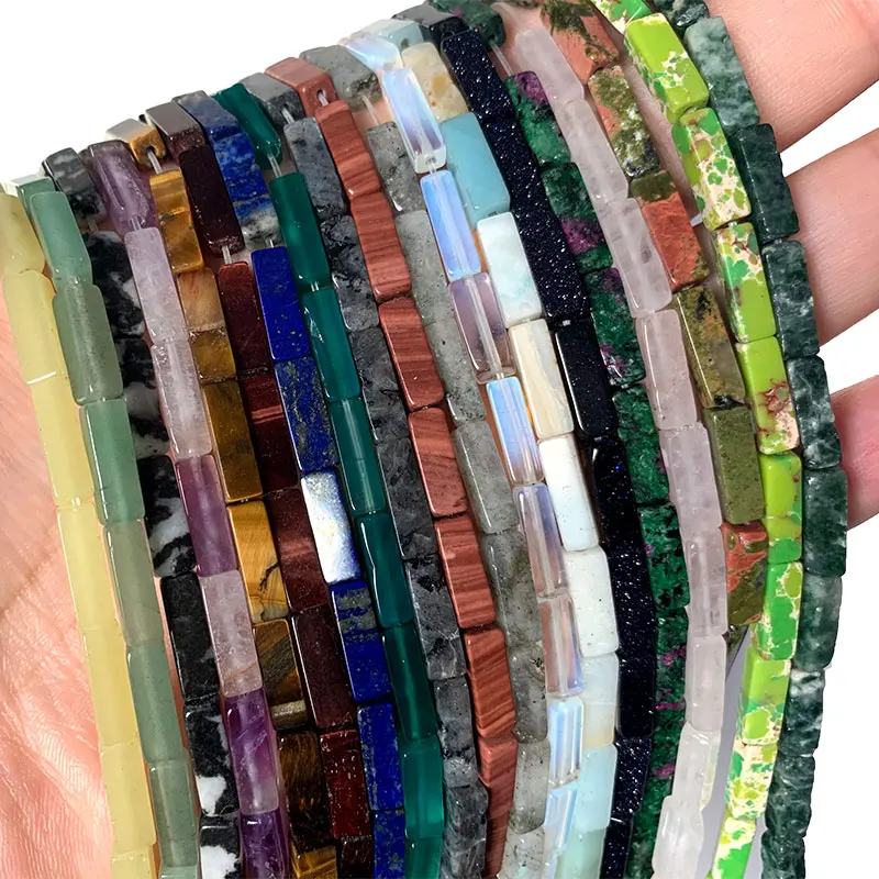Wholesale 4*13MM Natural Rectangle Tube Stone Beads Lapis Lazuli Amethysts Labradorite For Jewelry Making DIY Bracelet Necklace