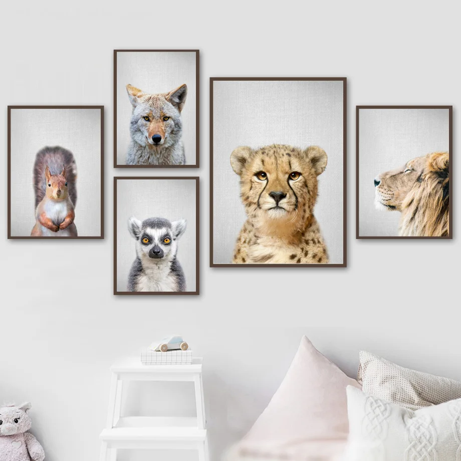 Wolf Leopard Lion Bird Animal Prints Wall Art Canvas Painting Nordic Posters And Prints Decoration Pictures Baby Kids Room Decor