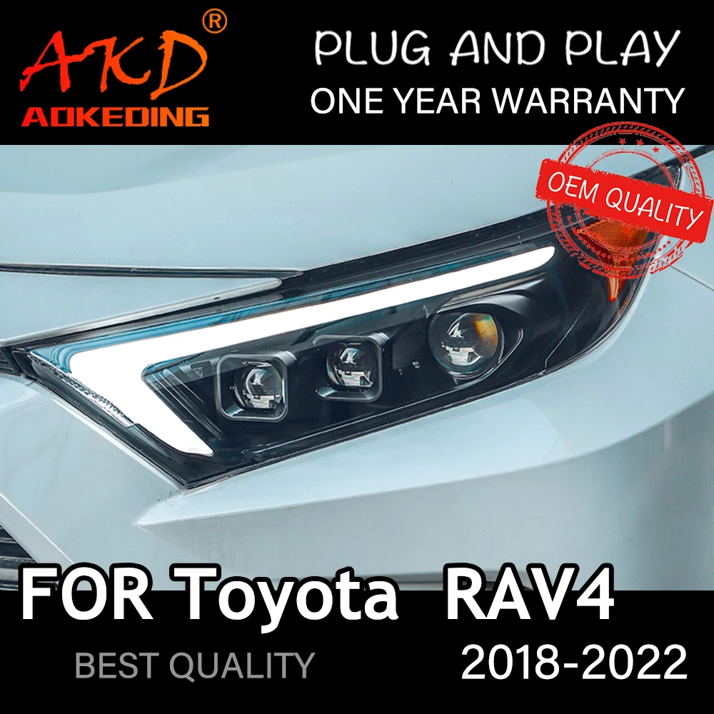 Headlight For Toyota RAV4 2018-2022 Car автомобильные товары LED DRL Hella 5 Xenon Lens Hid H7 RAV4 Car Accessories