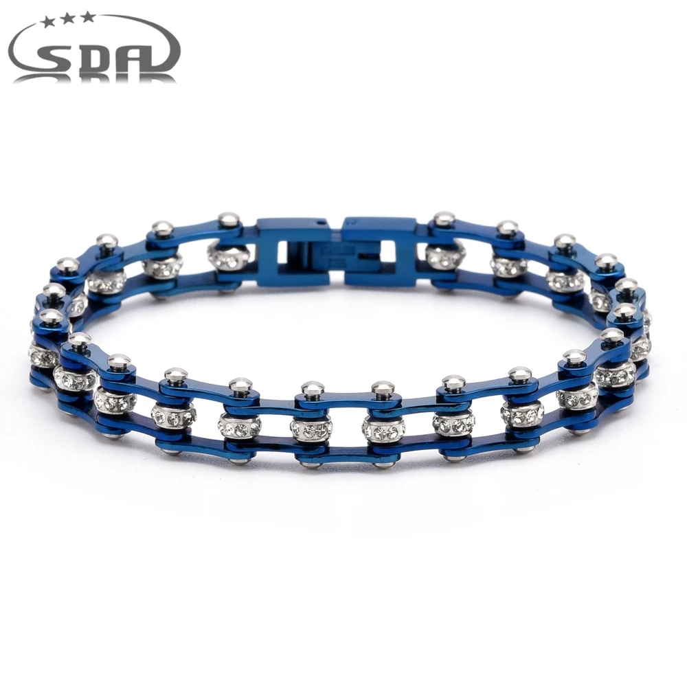 SDA Shining Bright Global Blue 7mm Mini Women or Girl's Link Chain Bracelets Personalized Stainless Steel Jewelry Drop Shipping