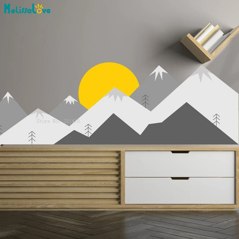 

Colorful Mountains Wall Decals Vinyl Home Decor For Nursery Theme Baby Kid Boy Room Huge Travel Wallpaper YT6415