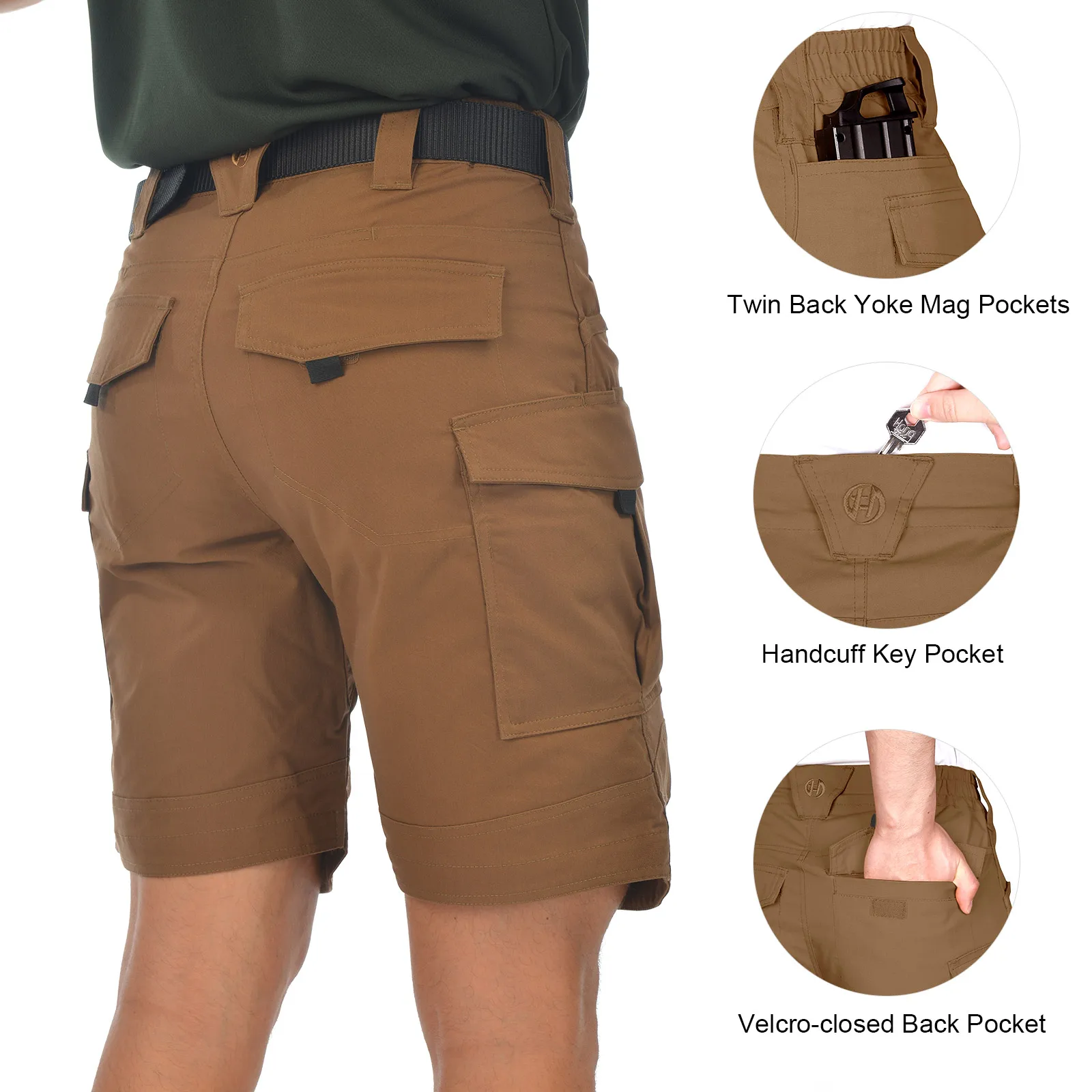 Pantalones cortos tácticos de 8,5 pulgadas para hombre, Shorts Cargo elásticos con bolsillos, estilo militar, para senderismo, pesca, caza y exteriores