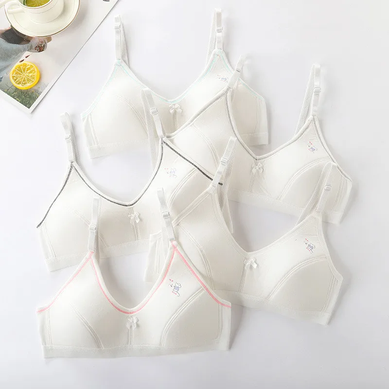 Kids Girls Training Bras Wireless Cotton Underwear For Teenage Girls Young Student Training Bras Solid Age For 12-16Years