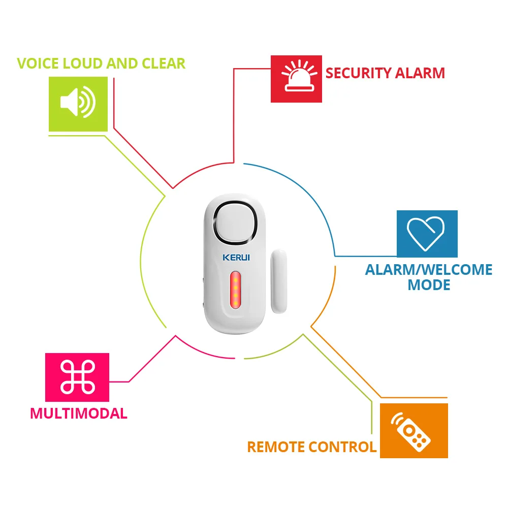 KERUI-Sensor antirrobo de seguridad para puerta y ventana, sistema de garaje inteligente con Control remoto, alarma magnética PIR, 120DB