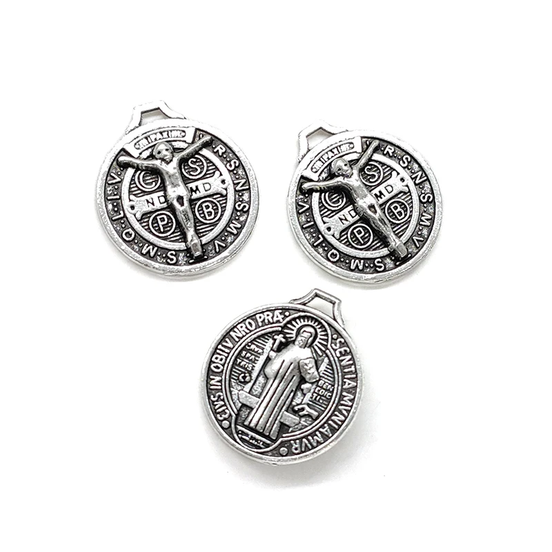 2025 New 10pcs 9 Styles Retro Plated  Zinc Alloy Big Religious Coin Pendants Connectors DIY Jewelry Accessories