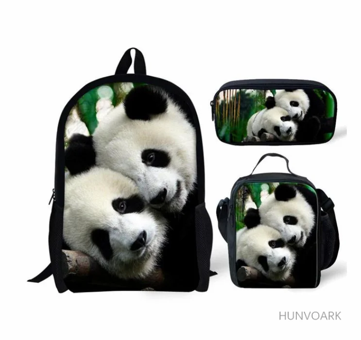 Crianças kawaii mochila bonito panda impressão sacos de escola conjunto para meninas meninos estudante volta t escola mochilas 3 pçs viagem