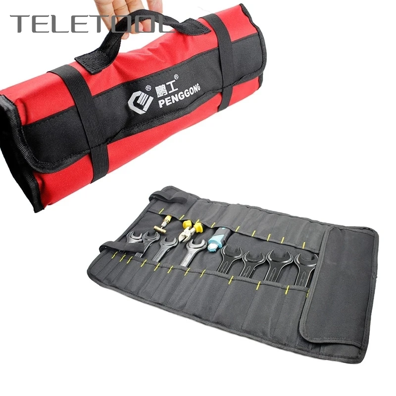 Tas Kunci Pas Lipat Kain Oxford Multifungsi Alat Penyimpanan Gulungan Alat Saku Organizer Alat Pemegang Kantong Portabel 4 Warna