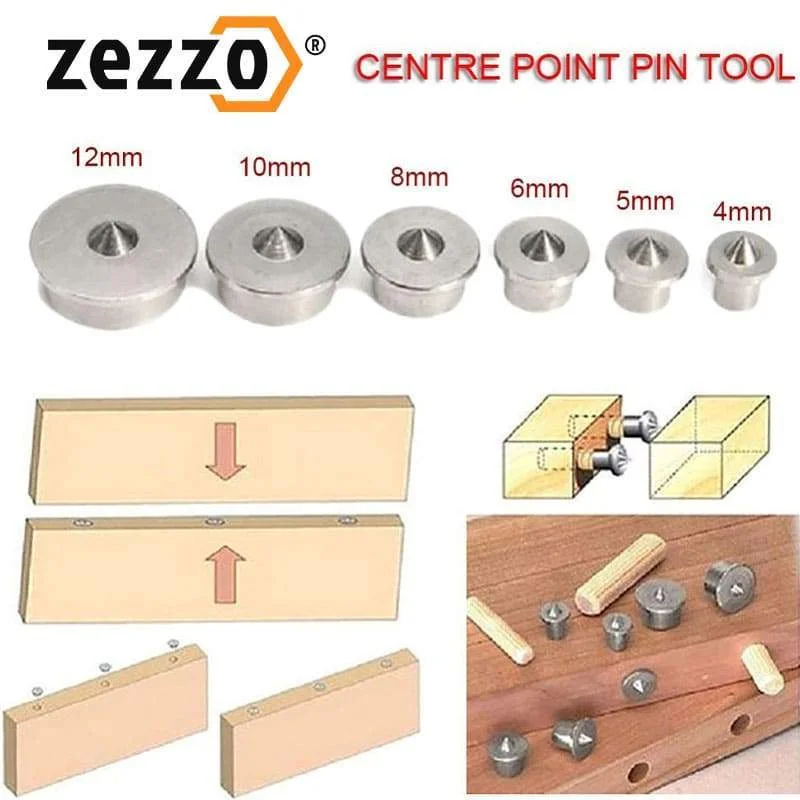 6PCS Zezzo® Wood Pin Locator Set 4mm-12mm Multi Dowel Center Point Set Tool Joint Alignment Pin Wood Timber Marker Dropshipping