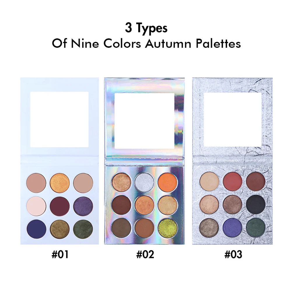 3 Types of Nine Colors Autumn Palette Private LabeBulk Eye shadow Palette Custom Your Own LOGO Pigment Makeup Wholesale