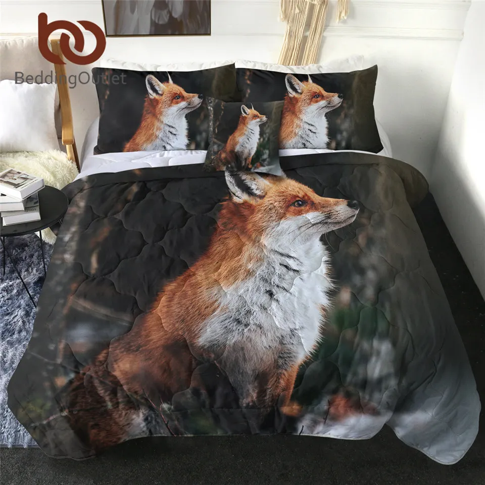 

BeddingOutlet Red Fox Thin Quilt Wild Animal Summer Blanket 3D Print Bedspreads Forest Natural Scenery Comforter Drop Ship 4PCS