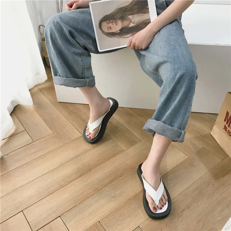 COOTELILI Women Summer Slippers 3cm Heel Fashion Flats Shoes 2021 New Fashion Slippers Non-slip Flats Flip Flops Flat 35-40