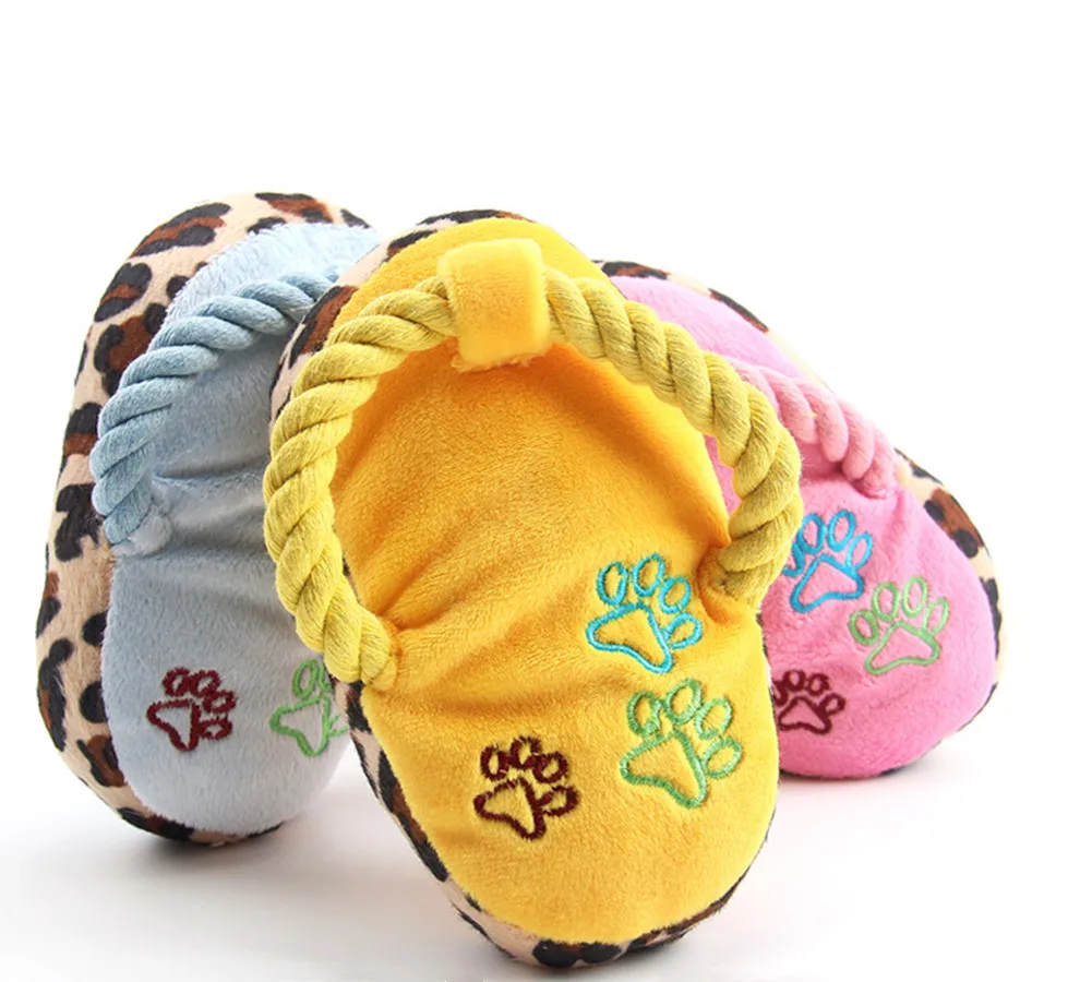 Cute Puppy Dog Slippers Squeaker Plush Toy  Pet interactive Gift