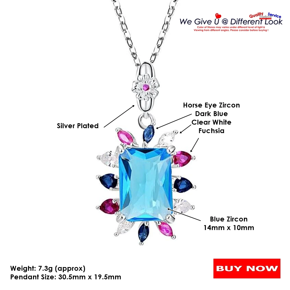 DreamCarnival1989 New 14mm Big Zircon Pendant Necklace Women Fine Cut Birthday Gift Russia French Color Fashion Jewelry WP6908BL