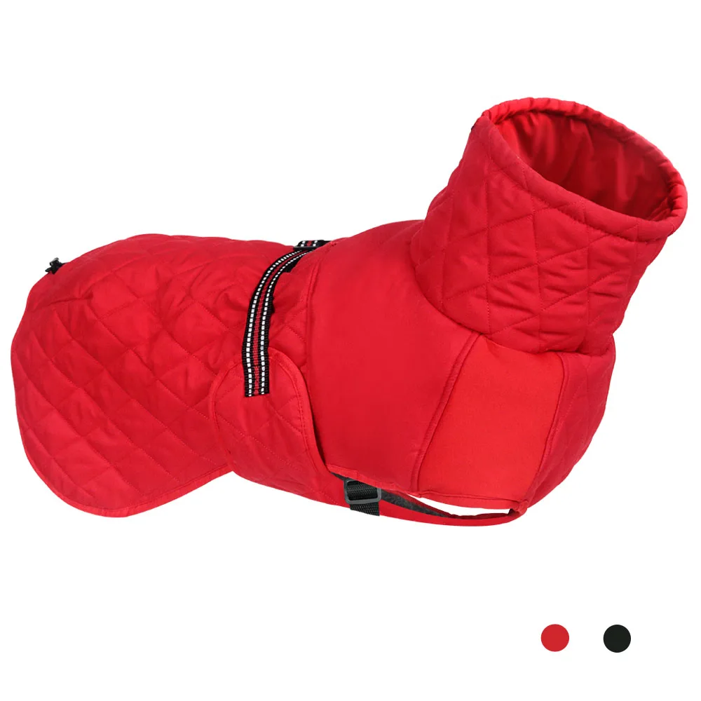 

Winter Dog Coat Technical Jacket for Dogs Harness Dog Clothes Windproof Reflective Thick Fleece Lining Medium Large Pet Dogs Red