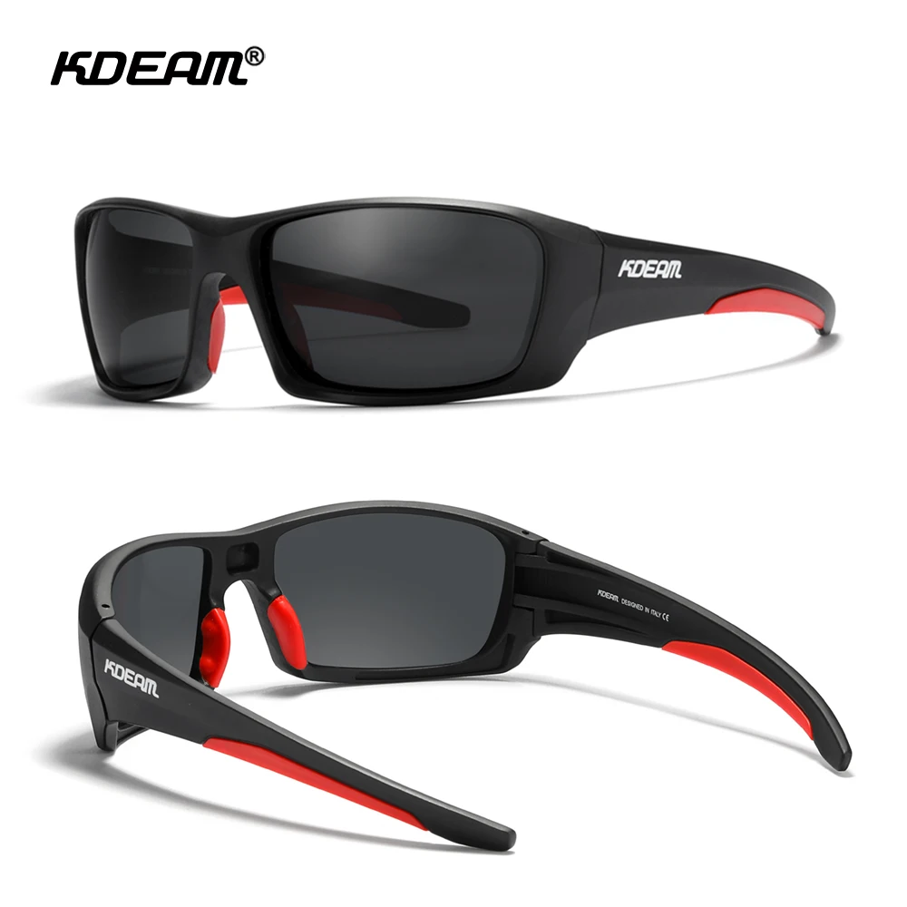 KDEAM High-End Sports Goggles TR90 Polarized Sunglasses Men Hiking Fishing Sun Glasses With Zipper Case