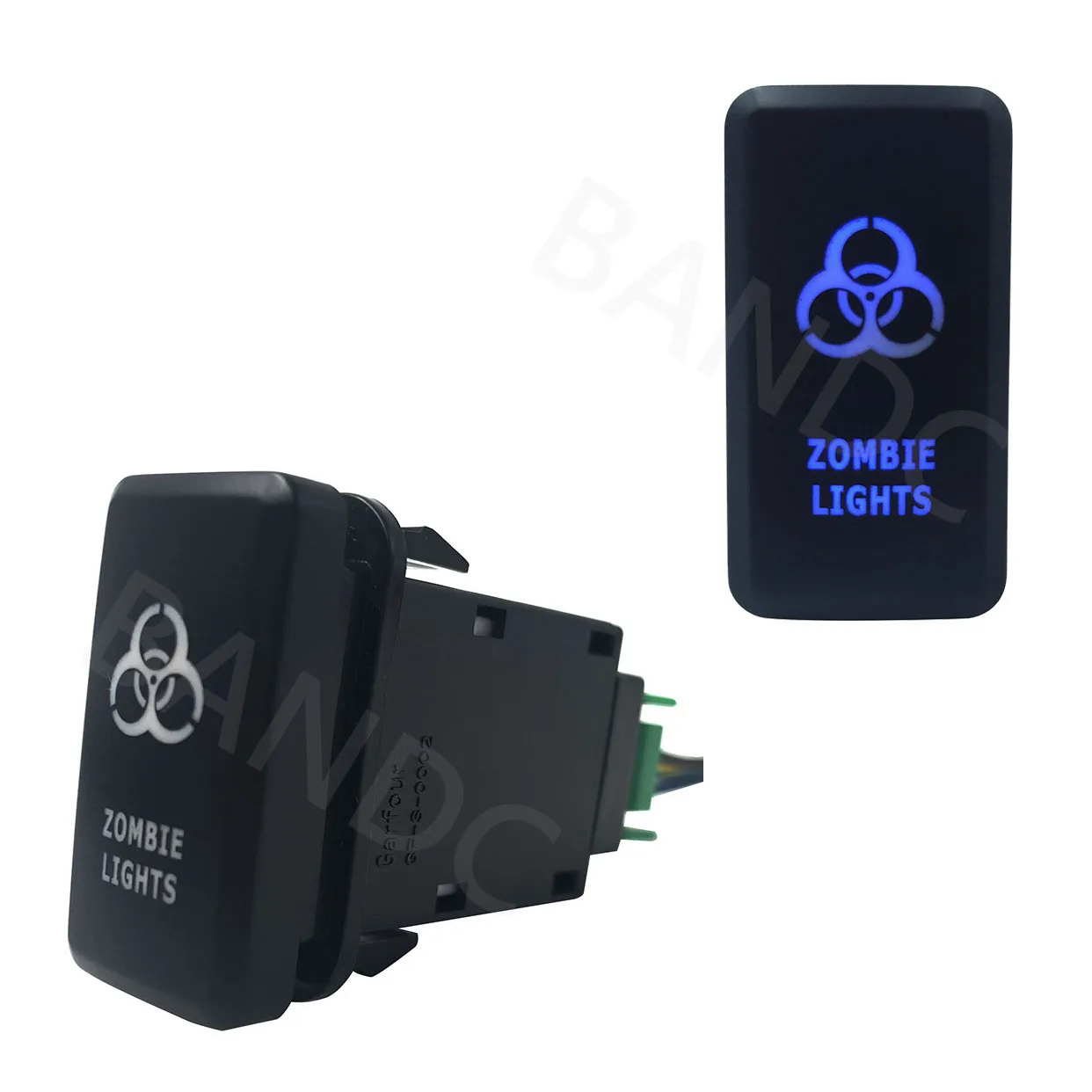 BLUE Led Lamp, 3Amp 12V ON OFF SPST ZOMBIE LIGHTS Push Switch with Wiring Connector for Toyota Hilux KUN26R, GGN15R, GGN25R 2005